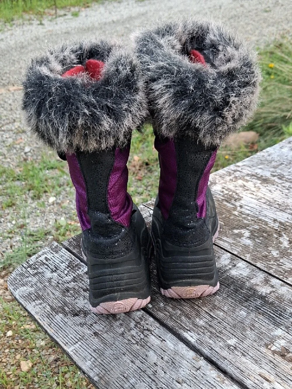 Kamik Kids Purple and Black Winter Boots with Faux Fur Trim